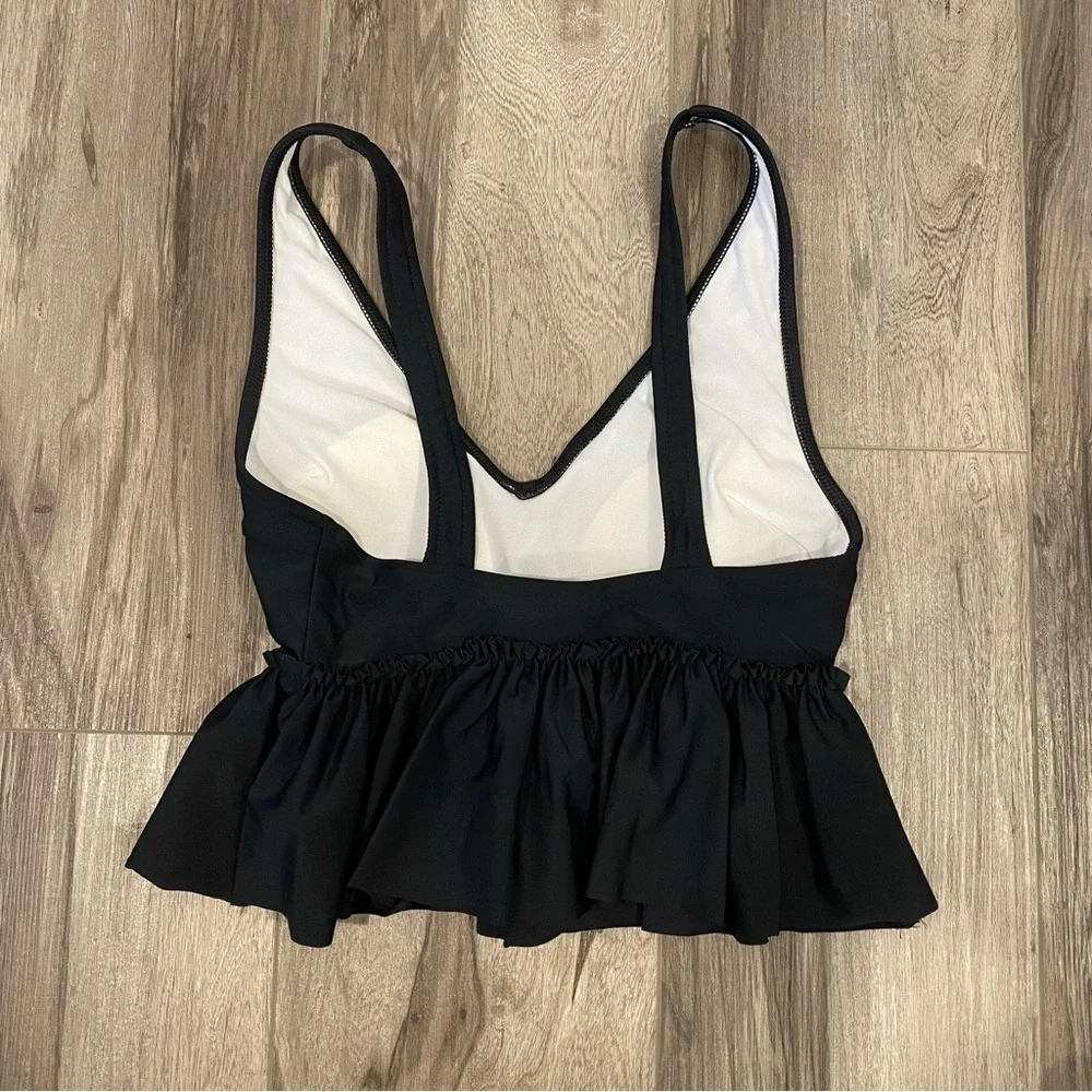 Kortni Jeane Black Peplum Bikini Tankini Top Women’s Size XS Extra Small